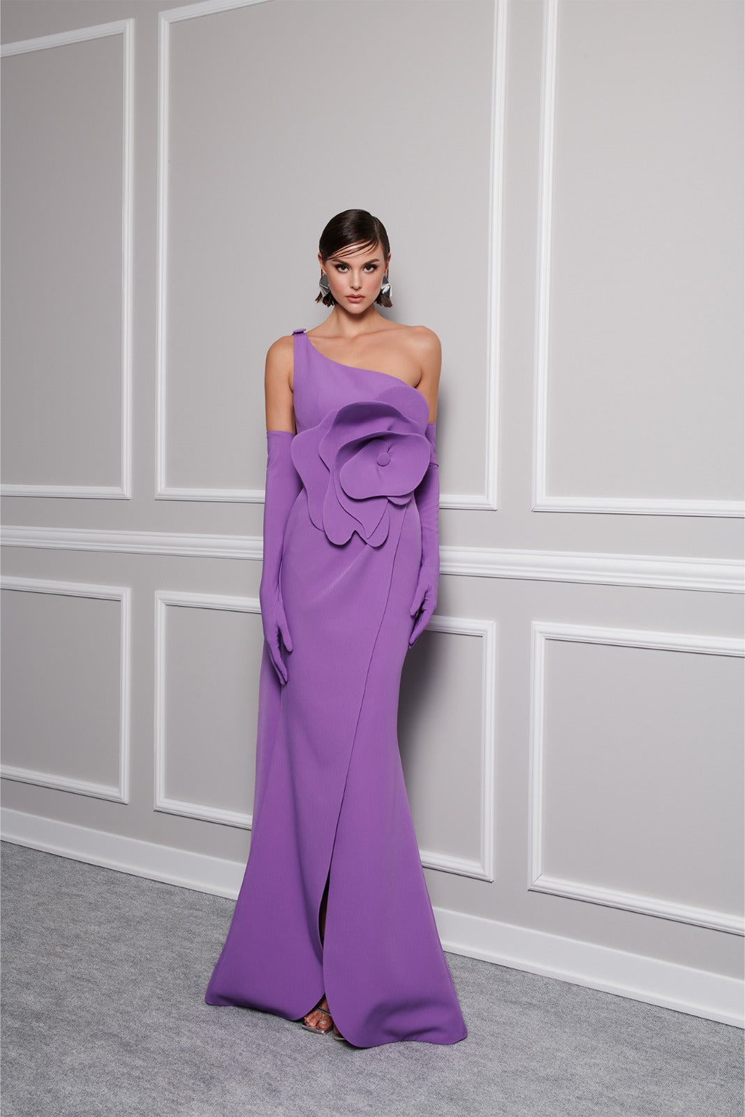 The Lavish Asymmetrical Dress with Gloves | Fouad Sarkis 2826